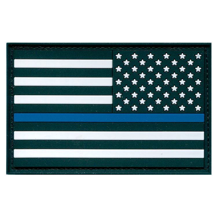 AMERICAN FLAG BLACK PVC - BLUE LINE - RIGHT STAR FIELD
