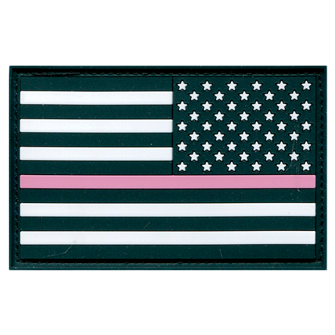 AMERICAN FLAG BLACK PVC WITH PINK LINE (RIGHT STAR FIELD)