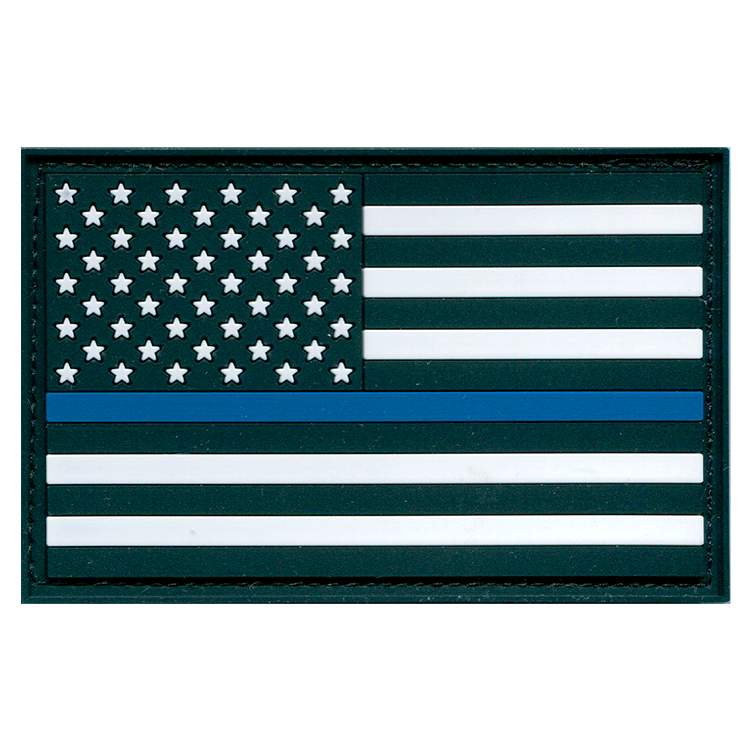 AMERICAN FLAG BLACK PVC -  BLUE LINE - LEFT STAR FIELD