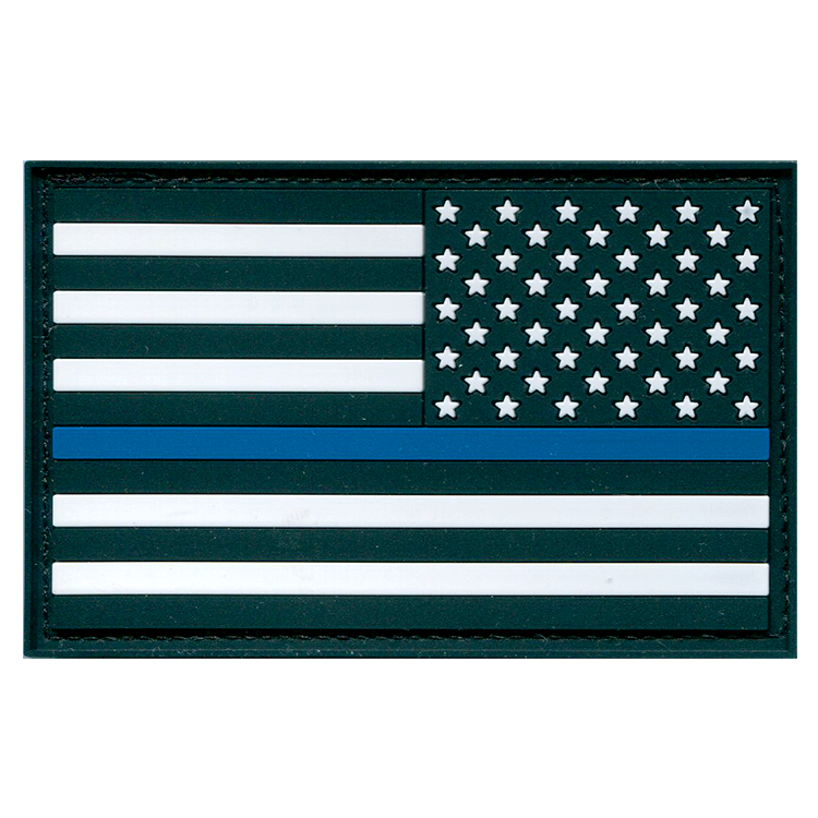AMERICAN FLAG  BLACK PVC - BLUE LINE - RIGHT STAR FIELD
