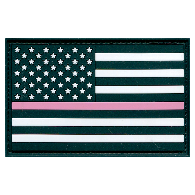 AMERICAN FLAG BLACK PVC WITH PINK LINE (LEFT STAR FIELD)