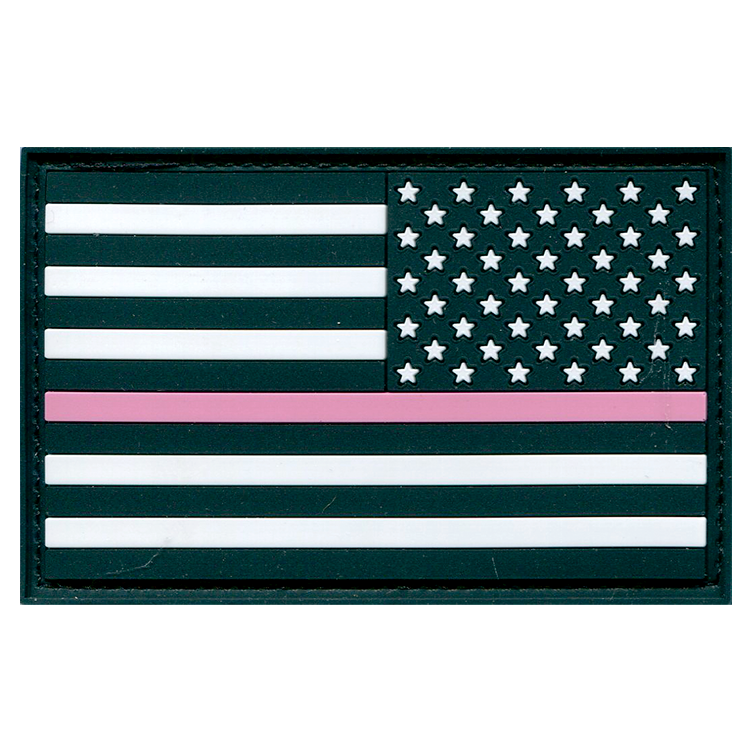 AMERICAN FLAG BLACK PVC WITH PINK LINE (RIGHT STAR FIELD)