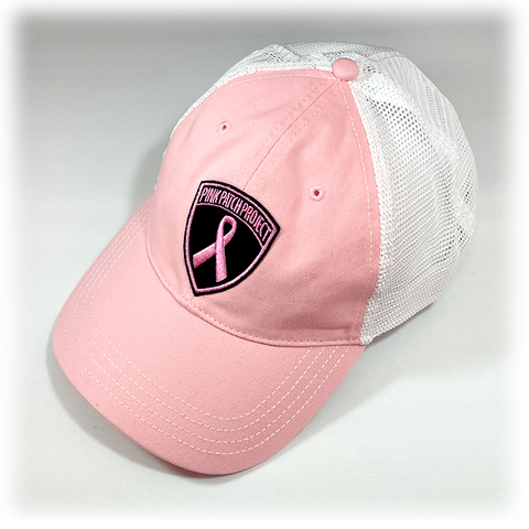 PINK/WHITE CAPS WITH PINK PATCH PROJECT EMBLEM ON FRONT